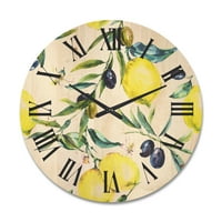 ДИЗАЈНАРТ „Маслиново и лимон гранки II“ Тропски часовник од дрво