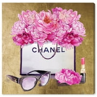 Студио Винвуд мода и глам платно уметнички принт „Ден на шопинг злато“ моден начин на живот - розова, злато