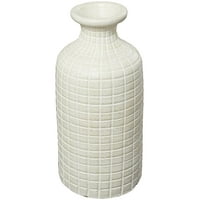 Декод 19 Геометриски текстурен крем керамички вазна со карирана шема