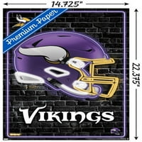 Минесота Викингс - Постер за неонски шлем, 14.725 22.375