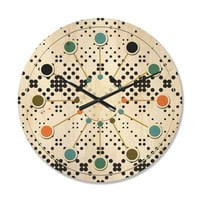 Дизајн на „Геометриски апстрактни ретро минимална шема IX“ модерен woodиден часовник од дрво од средниот век
