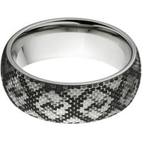 Полу-рунда титаниумски прстен со ласерска змија шема на кожа