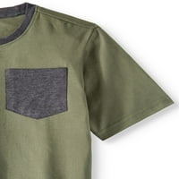 Intradeco Опција за графичка опција за кратки ракави и долг ракав со џебна екипаж мека кошула за мета, постави