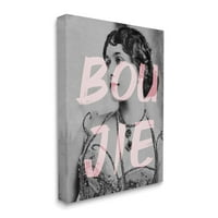 Stuple Industries Boujie Vintage Woman Portrate Trendy Pink Text Graphic Art Gallery завиткано платно печатење wallидна уметност,