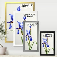 DesignArt 'Blue Iris Flower Retro Style' Традиционален врамен уметнички принт