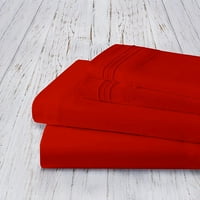 Бесплатен кревет за брчки постави микрофибер длабок џеб до, кралица, црвена боја