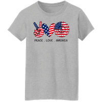 Американско збирка на срце со знаме женска 4 -ми јули Патриотска САД дама графичка маица - Мировна loveубов Америка