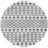 Преодна подрачје за килим дебела геометриска бела, сива затворена рунда лесна за чистење