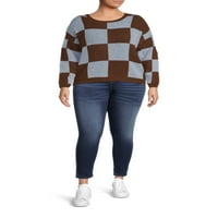 Без граници јуниори плус големина џемпер од џакард пуловер