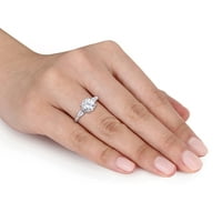 Miabella Women 2- Carat T.G.W. Затегнат бело создадено прстен за ангажман со 3-камен со 3-камен, стерлинг сребро од 3-камен