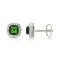 Arista Diamond Accent, Green Emerald & White Sapphire женски прстен, обетки и приврзоци поставени во сребро, 18 “