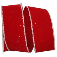 Хартија со кадифена црвена полиестерска лента, 10yd 4in, 1 пакет