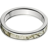 Полу-рунда титаниумски прстен со вметнување на снежно камо од Realtree