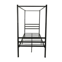 Аука метална крошна рамка за кревети, платформа за кревети близнаци со рамка во стил на минимализам, близнак црна