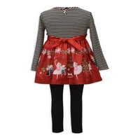 Бони Jeanан Девојки за девојчиња за одмор на оревче за долги ракави Туника и хеланки, сет на облеки од 2 парчиња, големини 4-6x