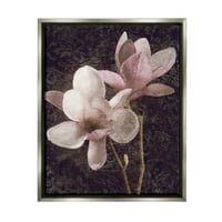 Пинк гроздобер моделирана орхидеја ботаничка и цветна графичка уметност сјај сива врамена уметничка печатена wallидна уметност