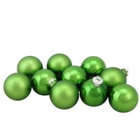 10-парчиња сјајна и матна трева зелена стаклена топка Божиќно украсување сет 1,75 “