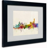 Трговска марка ликовна уметност Манчестер Англија Skyline Canvas Art by Michael Tompsett, Black Frame