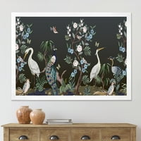 DesignArt 'Chinoiserie со Peonies and Birds IV' Традиционално врамен уметнички принт