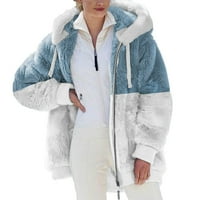 Зимски Палта аоксе За Жени, Модни Жени Топла Фау Палто Јакна Зимски Патент Долги Ракави Надворешна Облека
