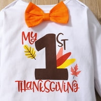 Микрду Бебе Момчиња Облека 1 Бебе Денот На Благодарноста Ромпер Турција Панталони Шапка ОТД Бела 9 Месеци