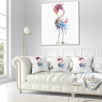 Дизајнрт Фламинго илустрација - Перница за фрлање животни - 16x16