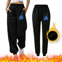 Spwfbe Sweatpants Womenjoggers За Женски Панталони За Жени Есенски Зимски Отпечатоци Во Цврста Боја Тренингот Дома Топли Еластични