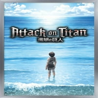 Напад врз Титан: Сезона-Океански Ѕид Постер Со Дрвена Магнетна Рамка, 22.375 34