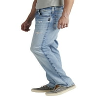Сребрени фармерки копродукции Машки Алан класичен одговара на фармерки со права нозе, големини на половината 30-42