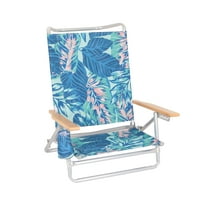 Главни дрвени рака што се повлекуваат лежејќи стол на плажа, сина дланка